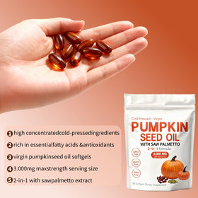 Bouteille des Capsules d'Huile de Graines de Citrouille KITABIO avec 60 softgels