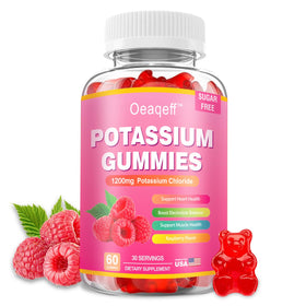 Bouteille des Gummies de Potassium Oeaqeff 60 gummies au goût framboise