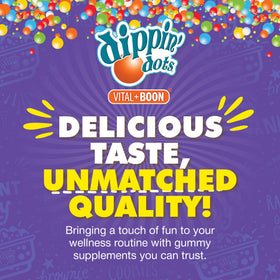 Bouteille des gummies Dippin' Dots ouverte avec gummies visibles