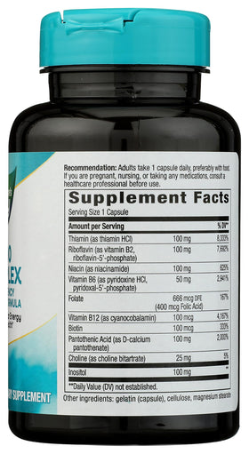 Bouteille du Complexe de Vitamines B-100 de Nature's Way sur une table en bois