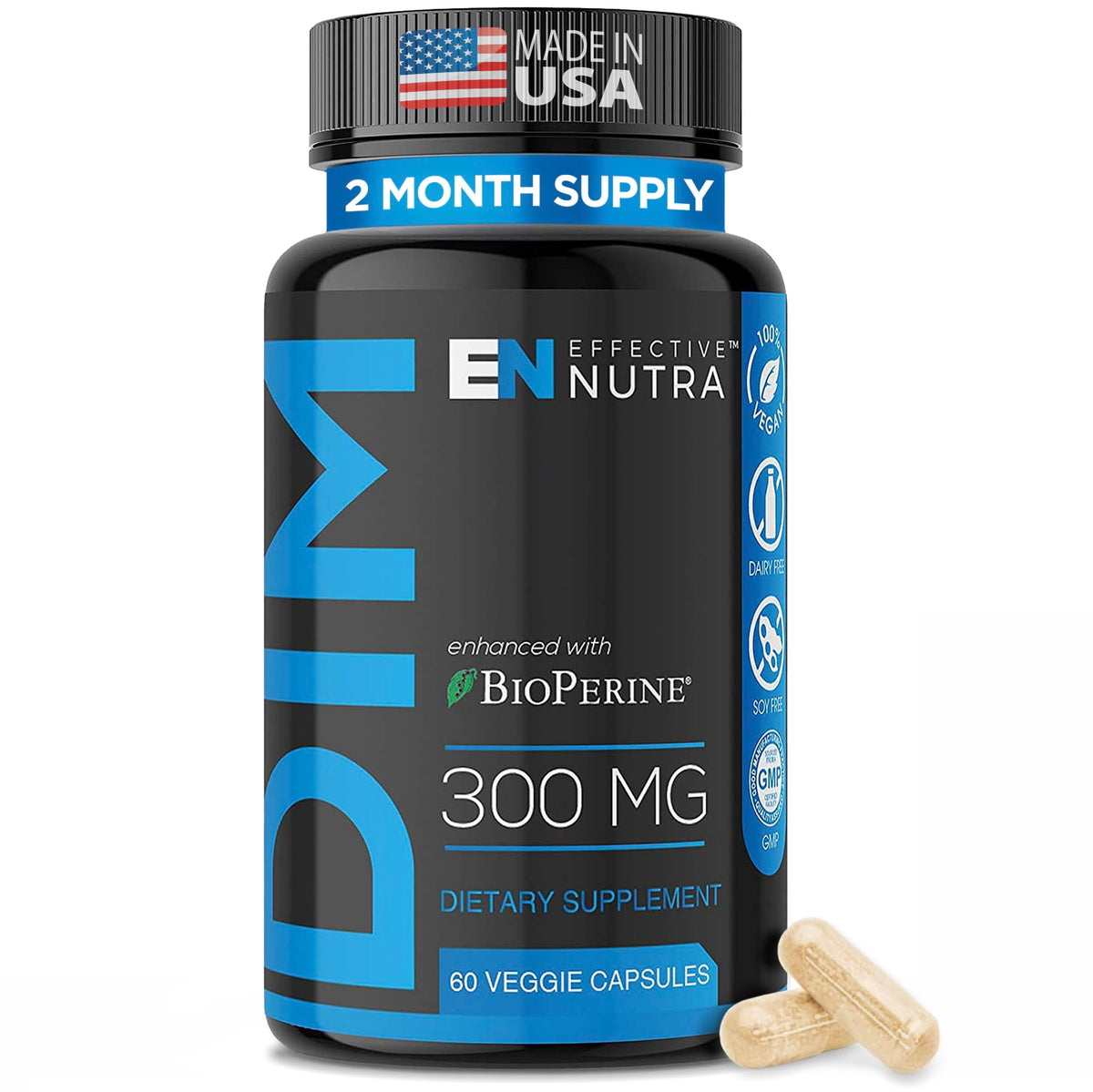 Bouteille Effective Nutra DIM 300 mg avec 60 capsules végétales