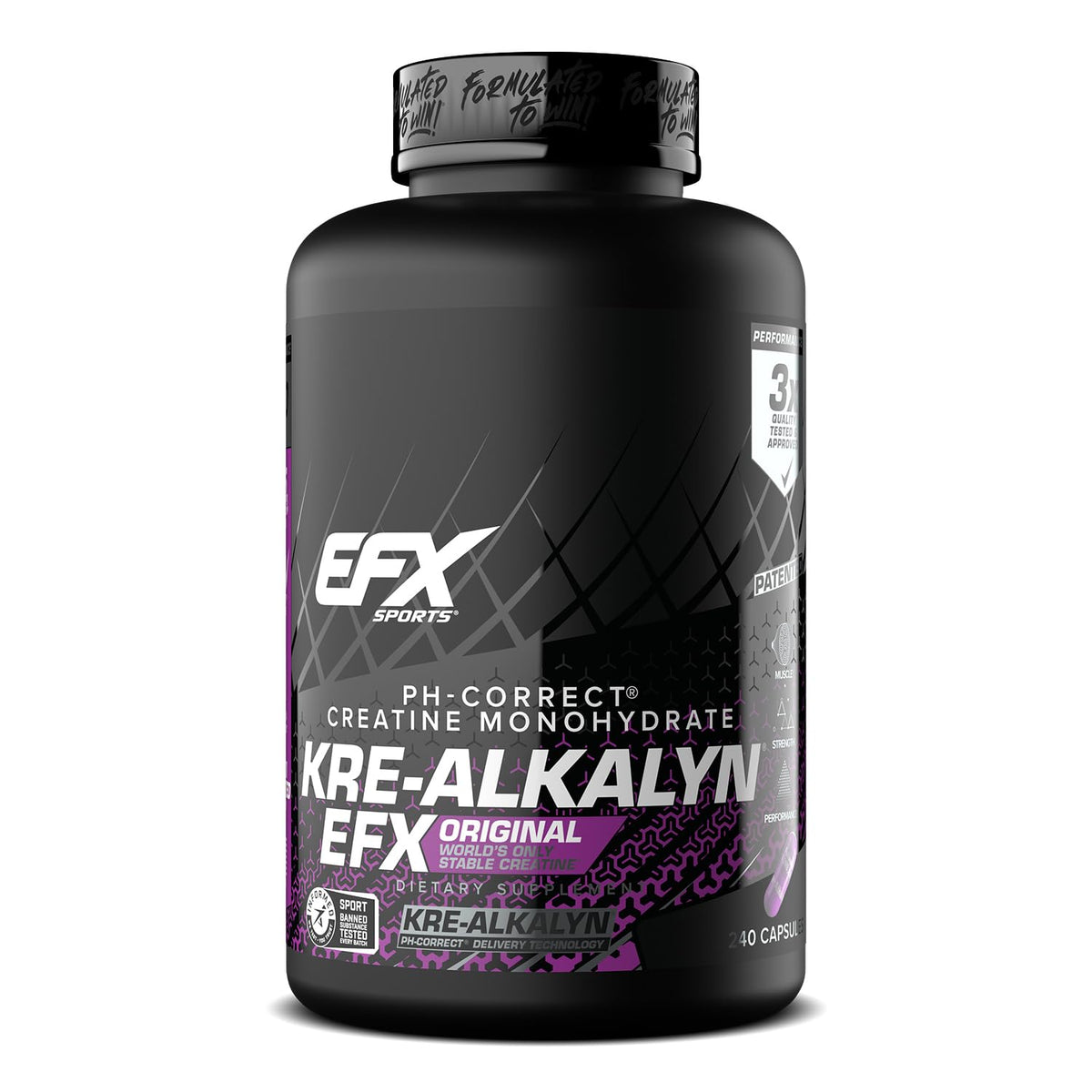 Bouteille EFX Sports Kre-Alkalyn EFX 240 capsules vue de face