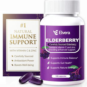 Bouteille ELSORY Elvera Sureau 1200mg 120 capsules vue de face