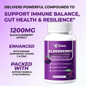 Bouteille ELSORY Elvera Sureau avec des capsules à côté