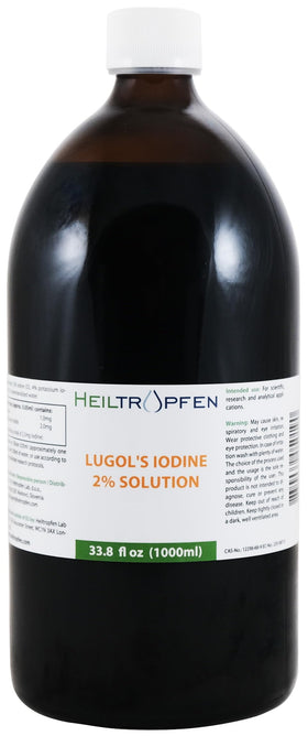 Bouteille en verre ambré de 1000 ml de la solution de Lugol 2% Heiltropfen