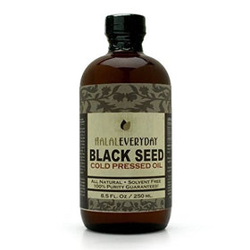 Bouteille en verre ambre de 240 ml d'huile de nigelle HalalEveryDay