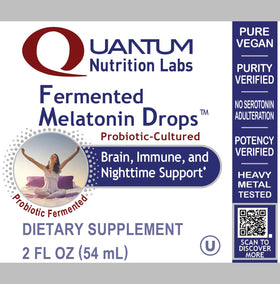 Bouteille en verre ambré des gouttes de mélatonine Quantum Nutrition
