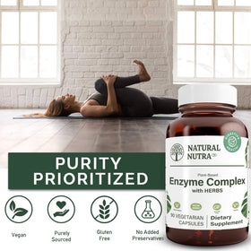 Bouteille en verre ambré du complexe d'enzymes végétales Natural Nutra