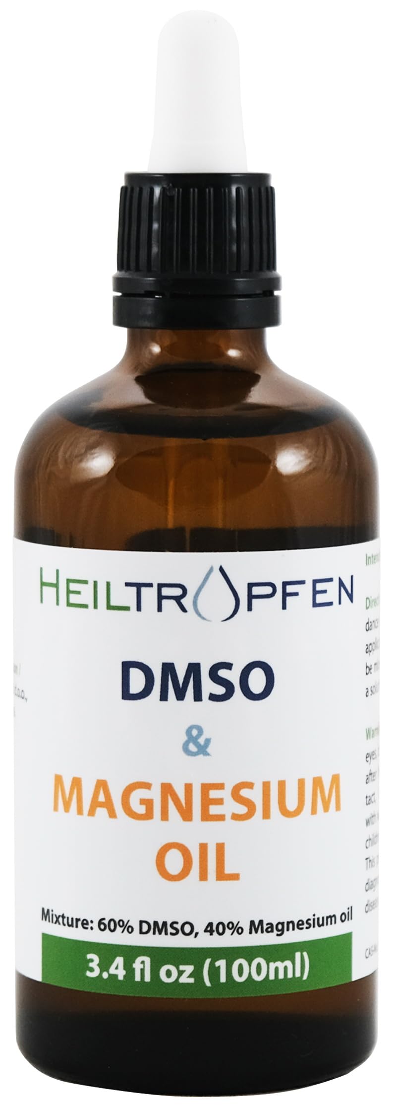 Bouteille en verre avec pipette du mélange DMSO et huile de magnésium