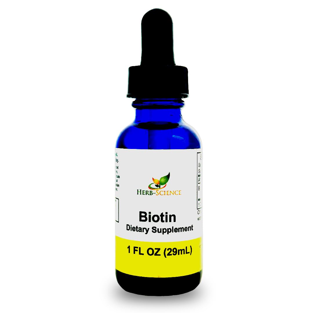 Bouteille en verre cobalt bleu de biotine liquide Herb-Science 30 ml