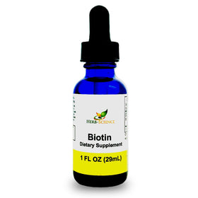 Bouteille en verre cobalt bleu de biotine liquide Herb-Science 30 ml