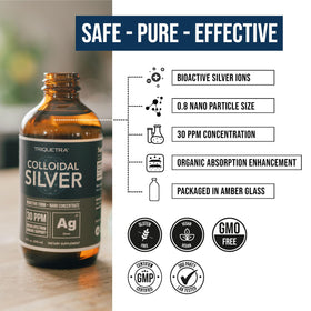 Bouteille en verre d'Argent Colloïdal Bioactif avec des ingrédients naturels
