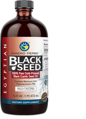 Bouteille en verre de 473 ml d'huile de graines noires Amazing Herbs