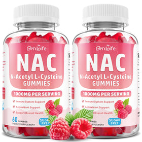 Bouteille GrnLife Gummies NAC 1000mg 120 Compotes Framboise vue de face