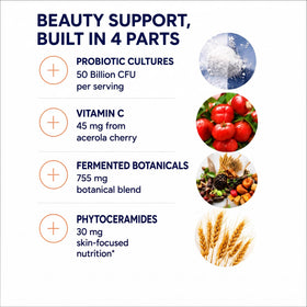 Bouteille HerbX avec capsules probiotiques sur fond blanc