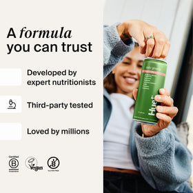Bouteille Huel Daily Greens ouverte montrant la boisson