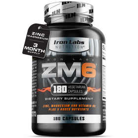 Bouteille Iron Labs ZM6 Zinc et Magnésium 180 capsules vue de face