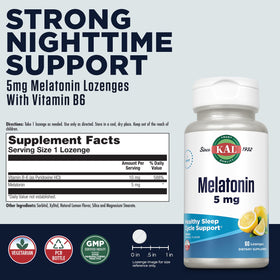 Bouteille KAL Mélatonine 5 mg 60 Lozenges avec étiquette