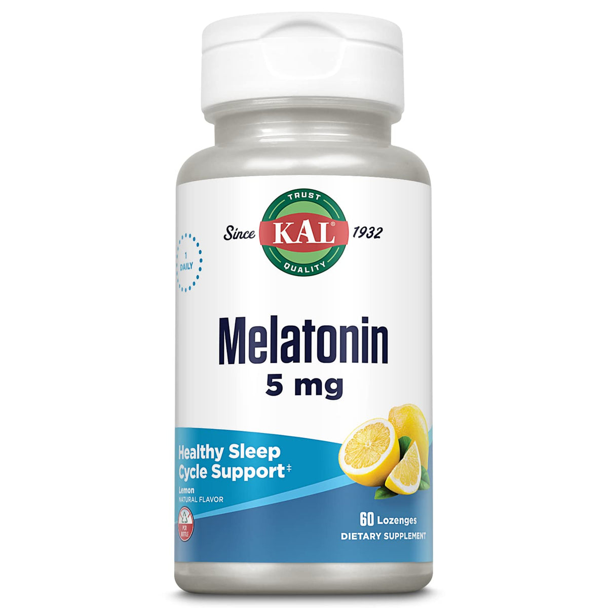 Bouteille KAL Mélatonine 5 mg 60 Lozenges vue de face