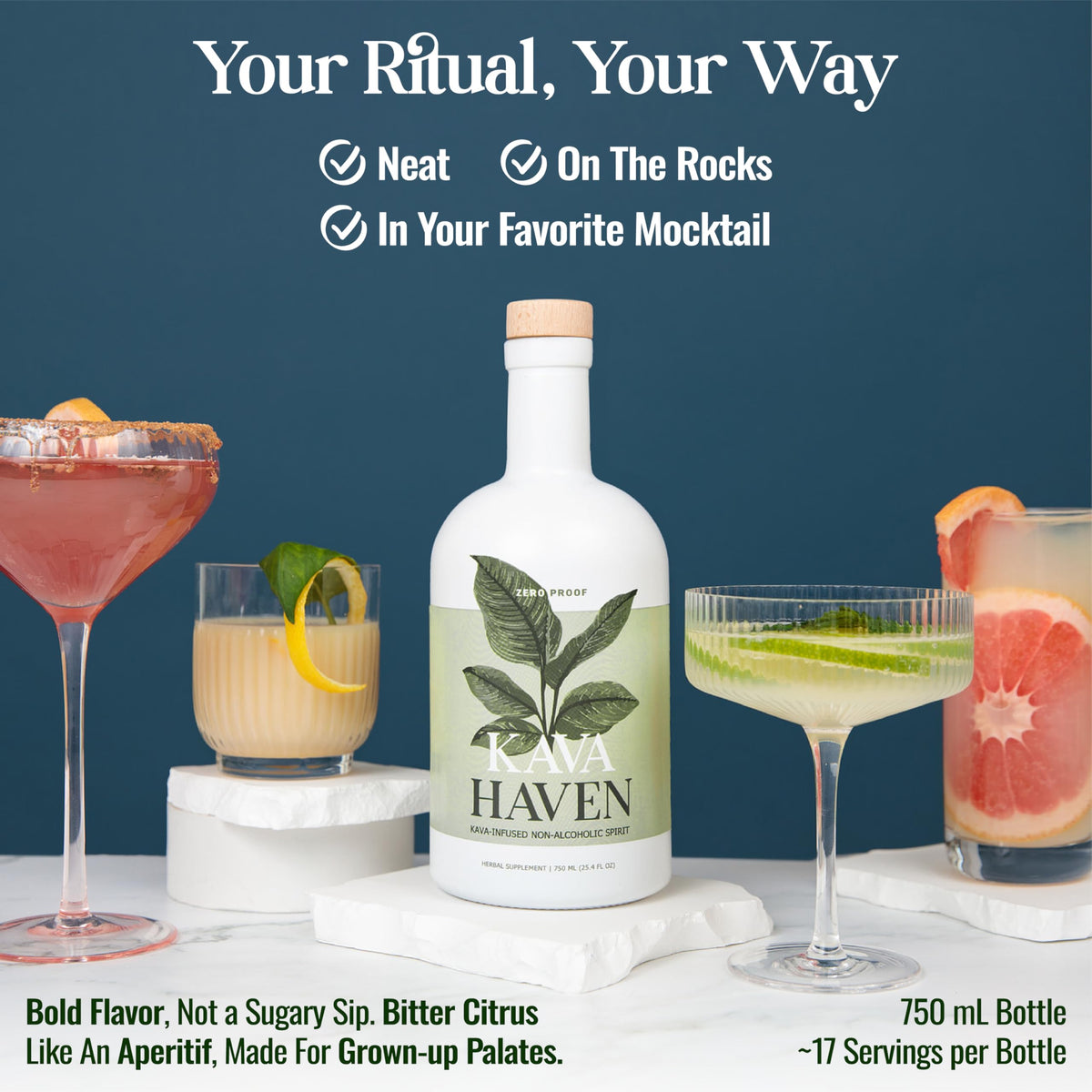 Bouteille Kava Haven Spirit Non Alcoolisé sur une table