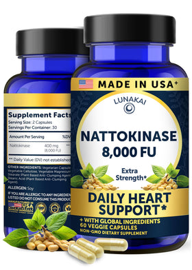 Bouteille Lunakai Nattokinase 400mg 8000 FU vue de face
