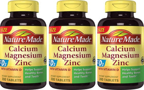 Bouteille Nature Made Calcium, Magnésium & Zinc 300 tablettes vue de face