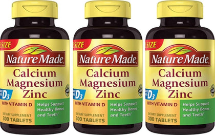 Bouteille Nature Made Calcium, Magnésium & Zinc 300 tablettes vue de face