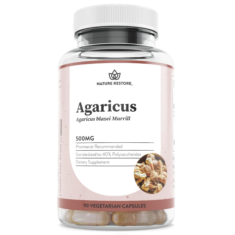 Bouteille Nature Restore d'extrait de champignon Agaricus Blazei Murill 500mg vue de face