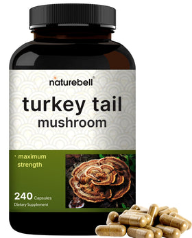 Bouteille NatureBell Extraits de Champignon Turkey Tail 240 capsules