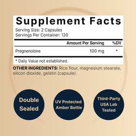 Bouteille NatureBell Pregnenolone 100mg avec étiquette clairement lisible