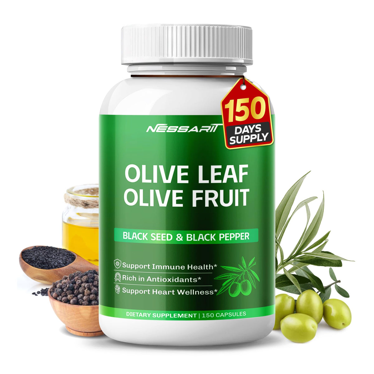 Bouteille NESSARIT Complément Alimentaire Feuille d'Olivier 150 Capsules