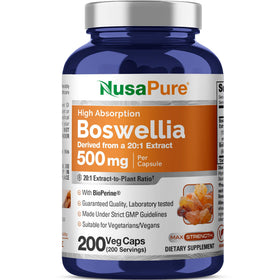 Bouteille NusaPure Boswellia Serrata 500mg 200 capsules vue avant