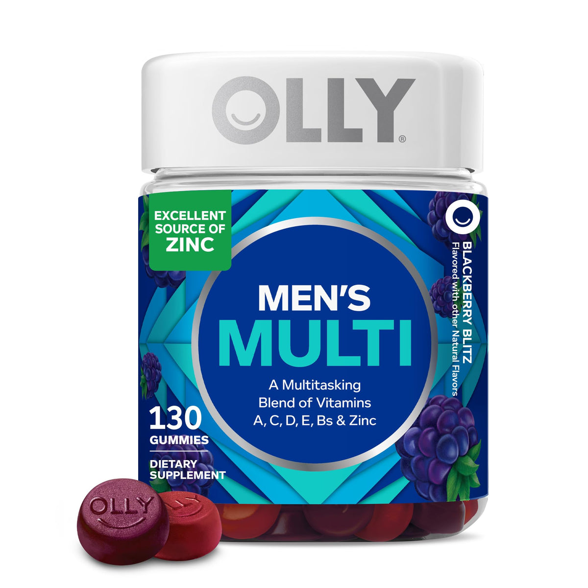 Bouteille OLLY Gummy Multivitaminé pour Hommes 130 Gummies vue de face