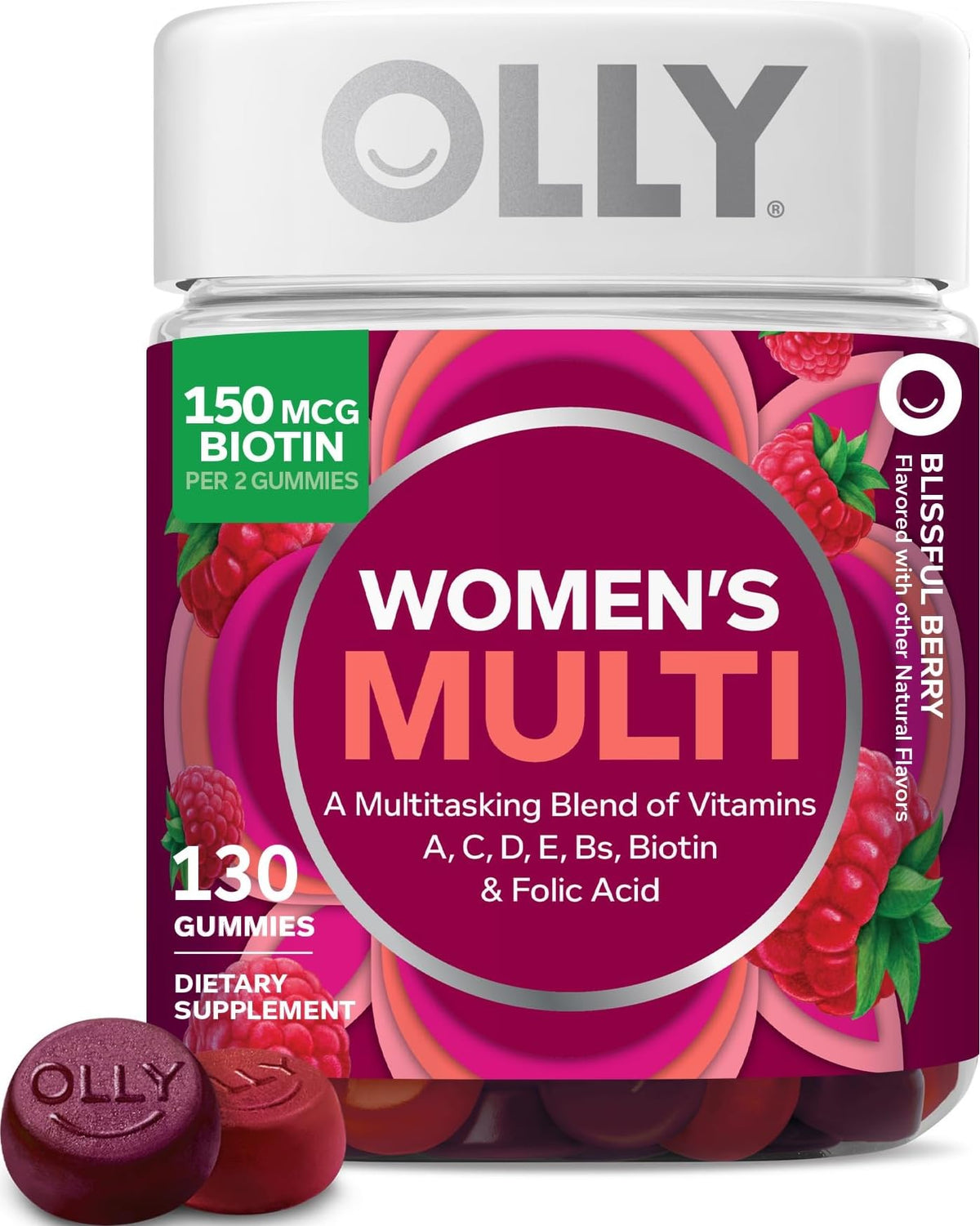 Bouteille OLLY Multivitamines Femmes Gummy 130 Gummies vue de face