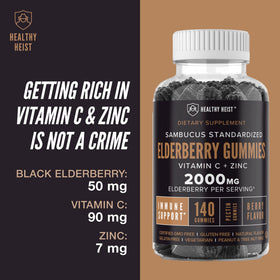 Bouteille ouverte de gummies de sureau noir HEALTHY HEIST