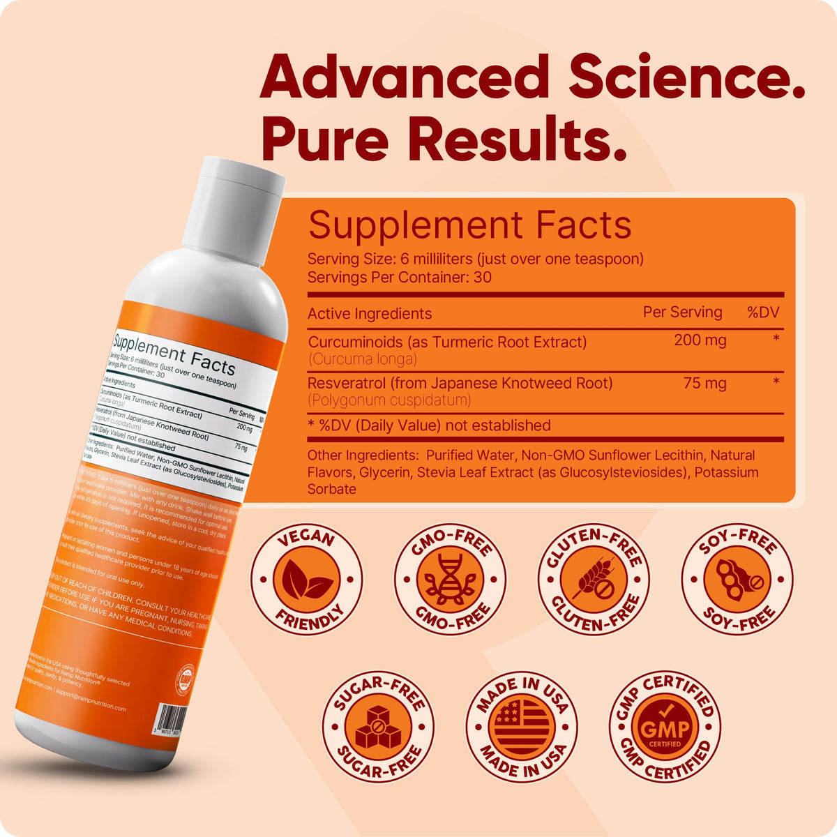 Bouteille Ramp Nutrition Curcuma Liposomal avec fruits à côté