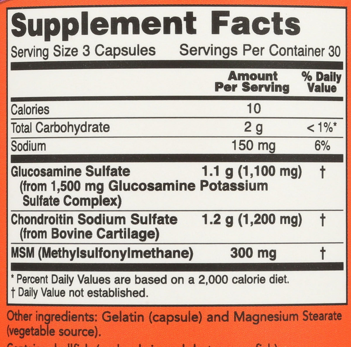 Bouteille recyclable de NOW Foods Glucosamine & Chondroitin