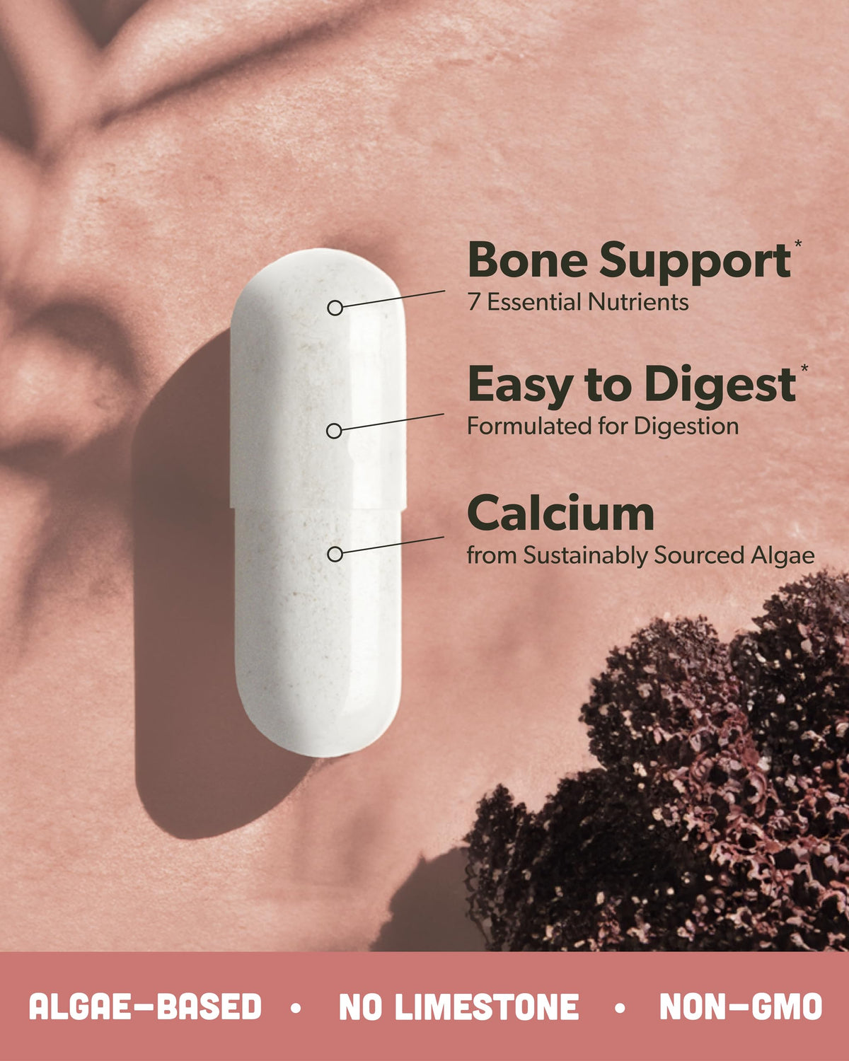Bouteille sapling Calcium Vegan avec étiquette et détails des ingrédients