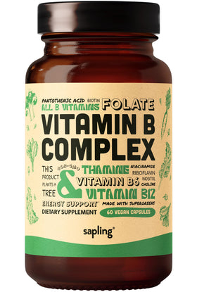 Bouteille sapling de 60 capsules de vitamine B Complex avec super greens