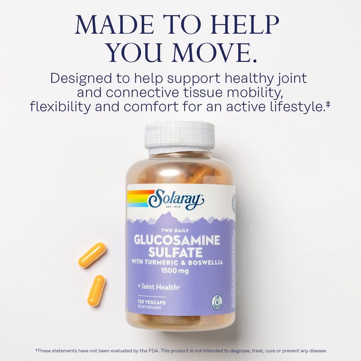 Bouteille SOLARAY Glucosamine Sulfate avec fond naturel