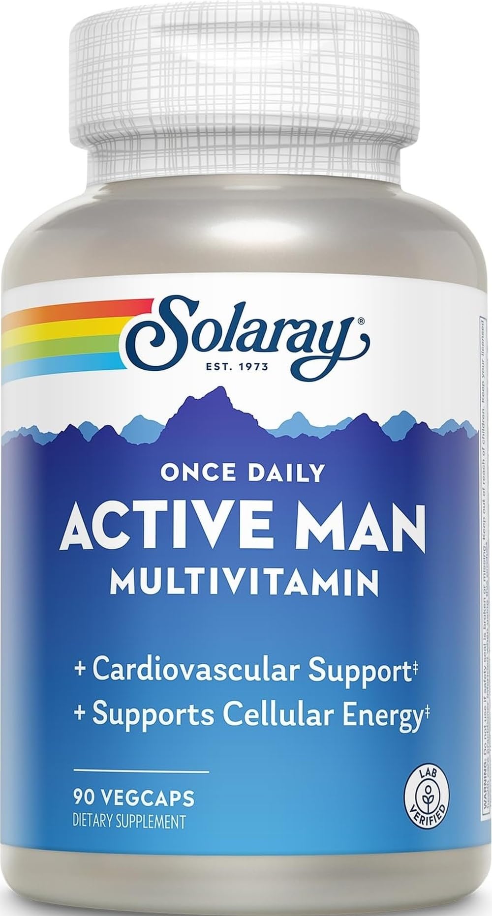Bouteille SOLARAY Multivitamine Homme Actif 90 VegCaps vue de face