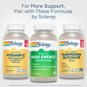Bouteille SOLARAY Multivitamines Énergétiques avec fond naturel