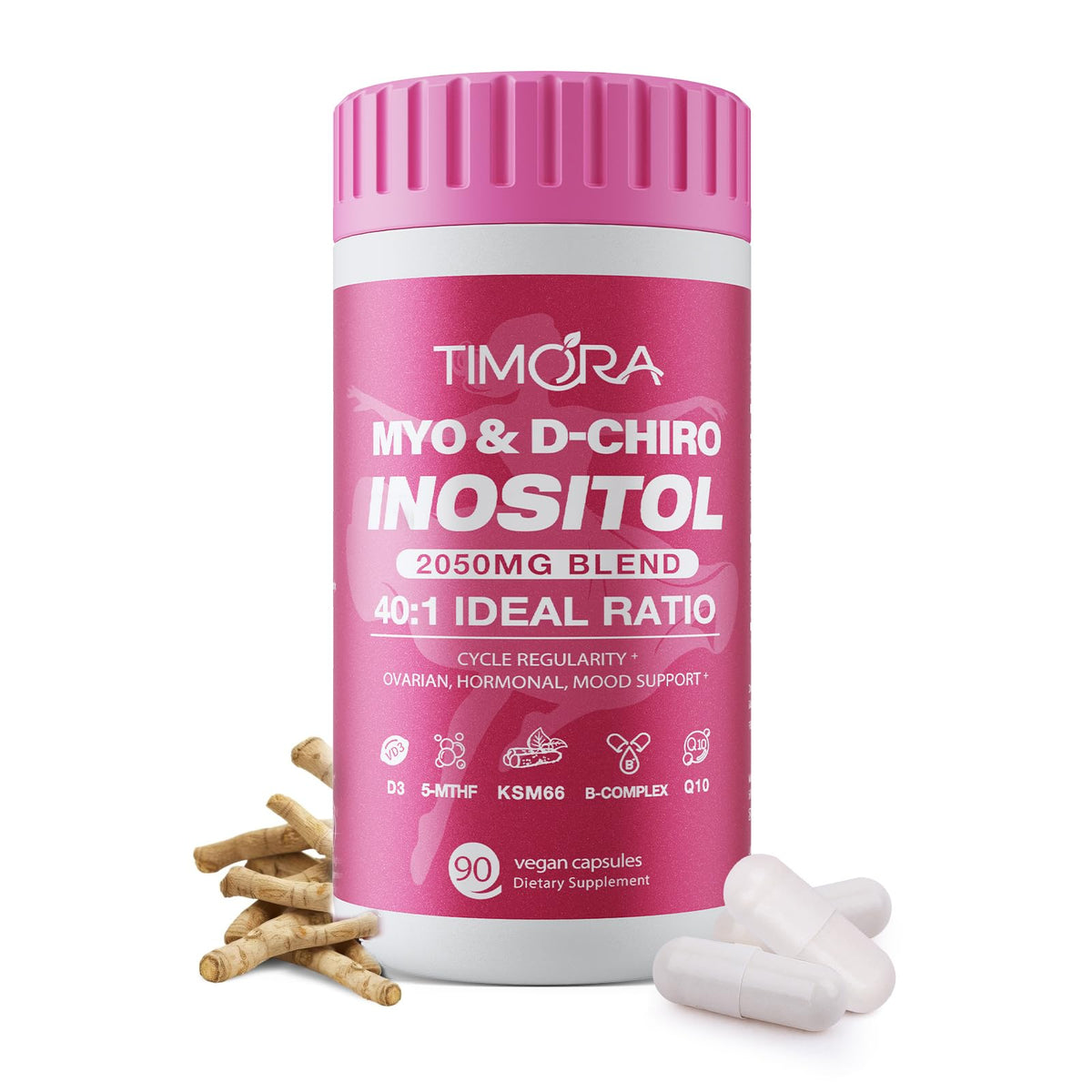Bouteille TIMORA Complément Alimentaire Myo & D-Chiro Inositol 40:1 vue de face