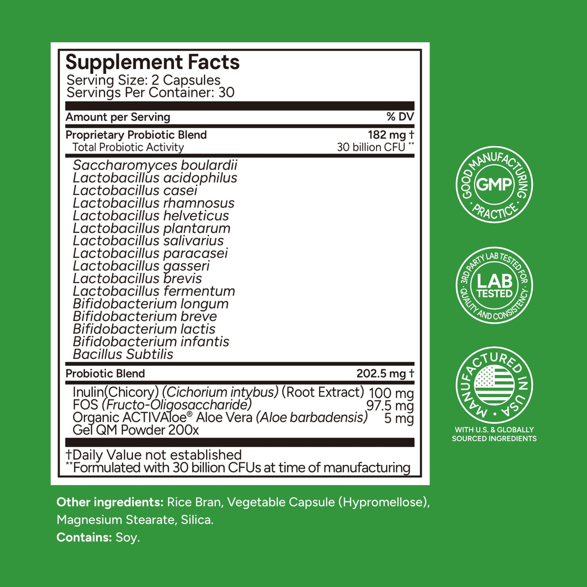 Bouteille Univera avec capsules de probiotiques et prébiotiques