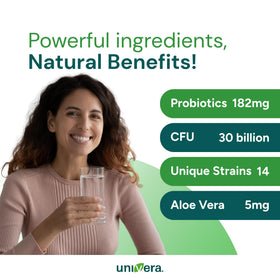 Bouteille Univera avec couvercle ouvert, capsules visibles