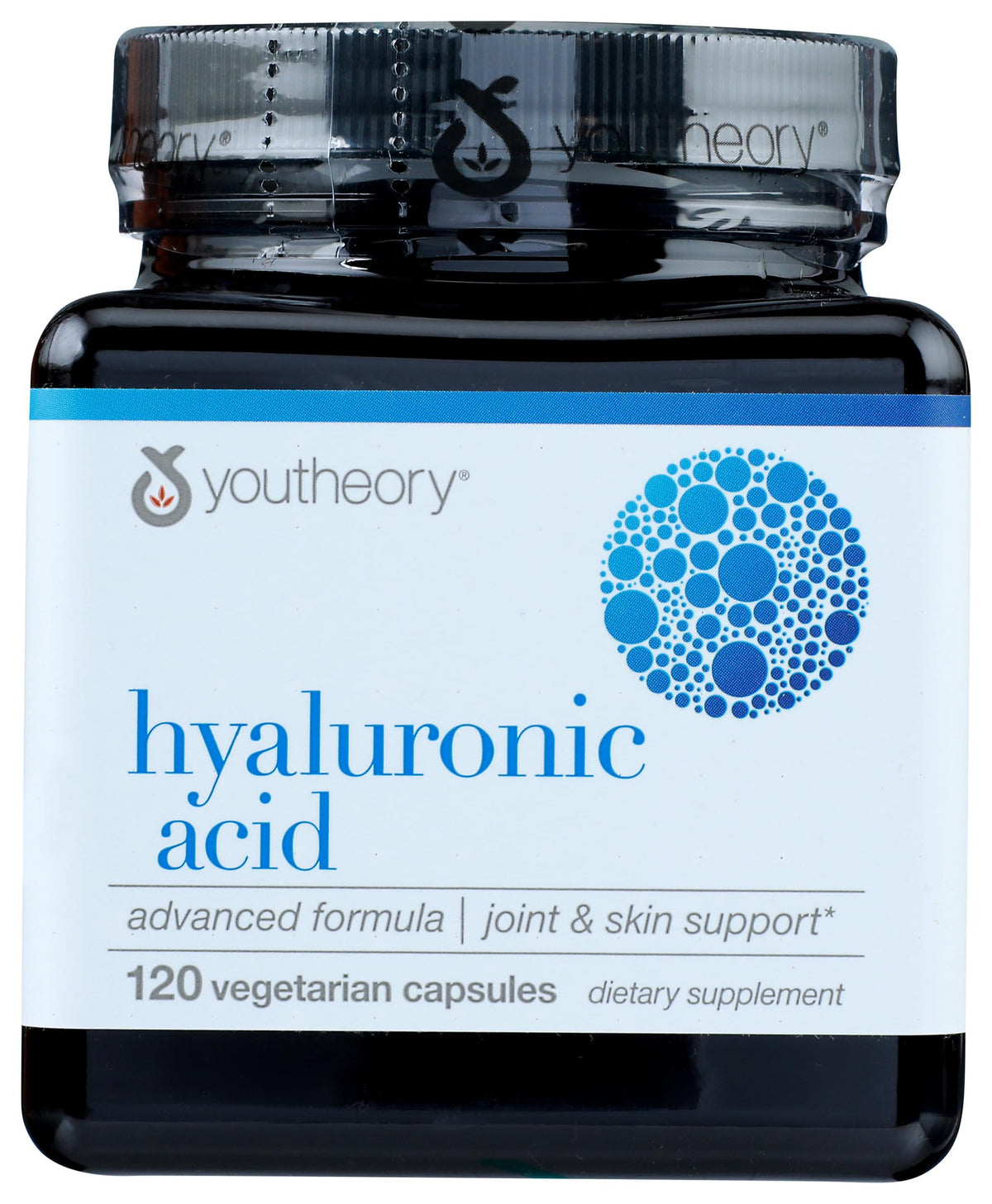 Bouteille Youtheory Acide Hyaluronique avec capsules à l'intérieur