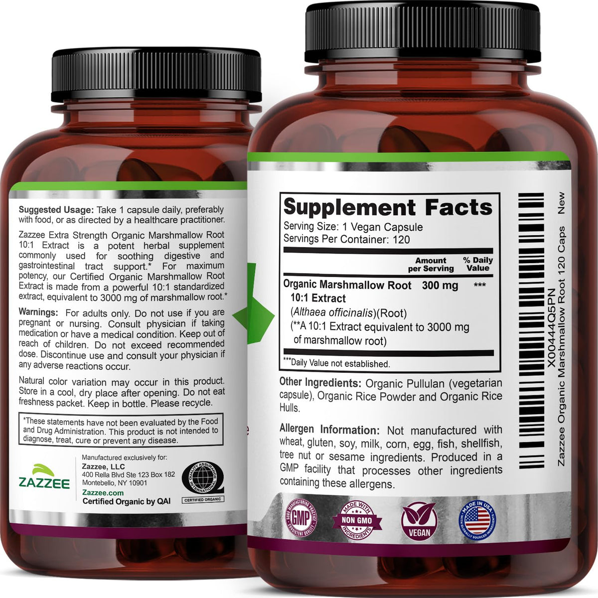 Bouteille Zazzee Extrait de Racine de Guimauve avec dosage