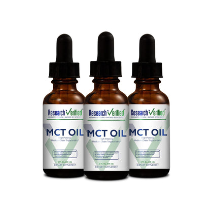 Bouteilles d'huile MCT 2000mg de Research Verified vue de face