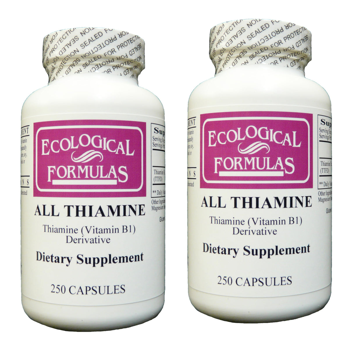 Bouteilles de 250 capsules de Thiamine B1 50 mg Ecological Formulas