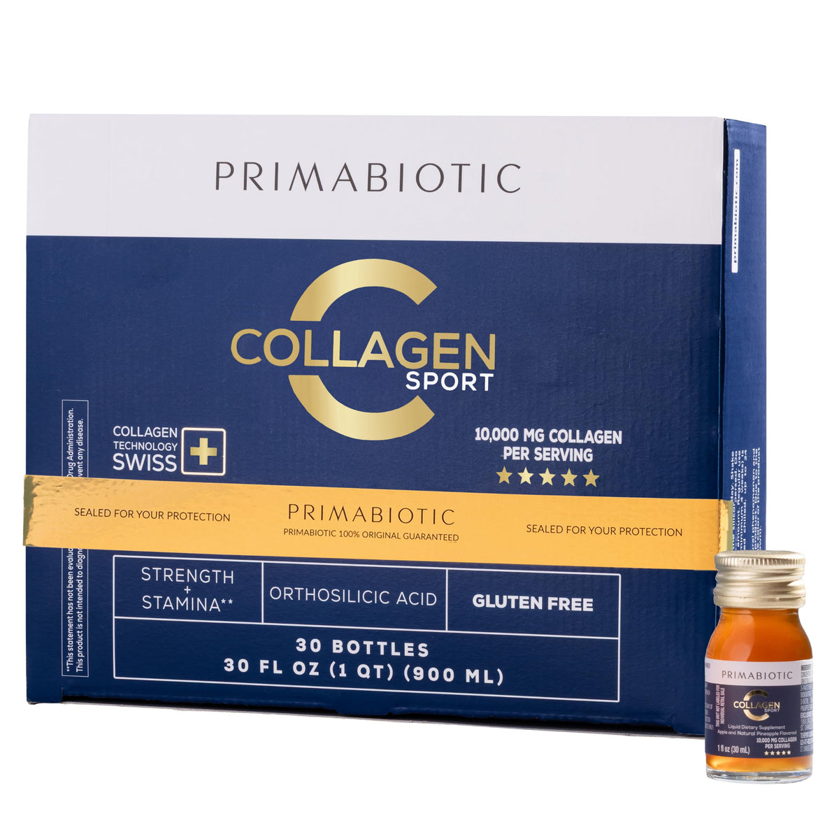 Bouteilles de collagène liquide PRIMABIOTIC 30 mL avec étiquette ananas